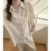 Linen Long Sleeve Shirt Loose Fit Thin Sun Protection Casual Blouse 2026