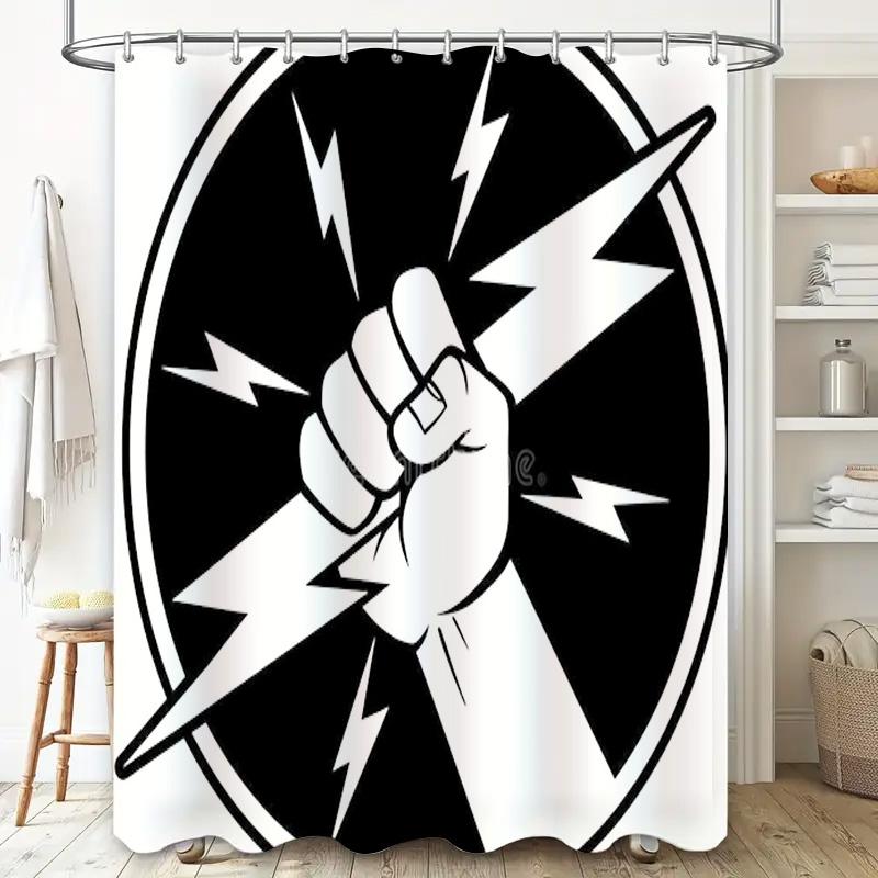 Электрическая Шторка для Душа Молния Абстрактное Искусство Кулак Силы Декор для Ванной Стирка Водонепроницаемая Современный Домашний Текстиль