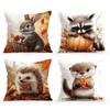 Декор для дома Осенние животные: Подушка с рисунком кролика, енота, ежа, выдры, подходит для дивана, спальни, автомобиля