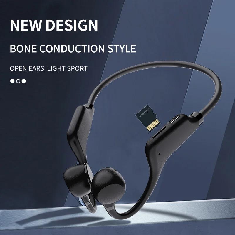 Sports Bluetooth Headphones Waterproof Wireless Earbuds with Microphone Ear-hook TWS Bass HIFI Stereo MP3 SD Card Support