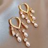 New Fashion Trend Unique Design Elegant Delicate Light Luxury Pearl Tassel Earrings High Jewelry Party Favors For Women