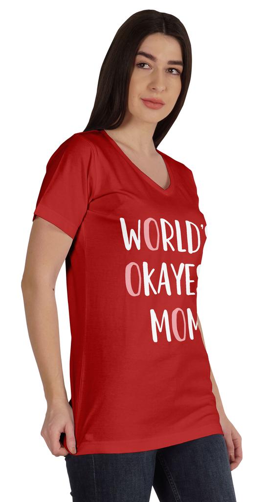 Inkmeso World  S Okayest Mom Graphic Tshirt Short Sleeve Mother  S Day Gift