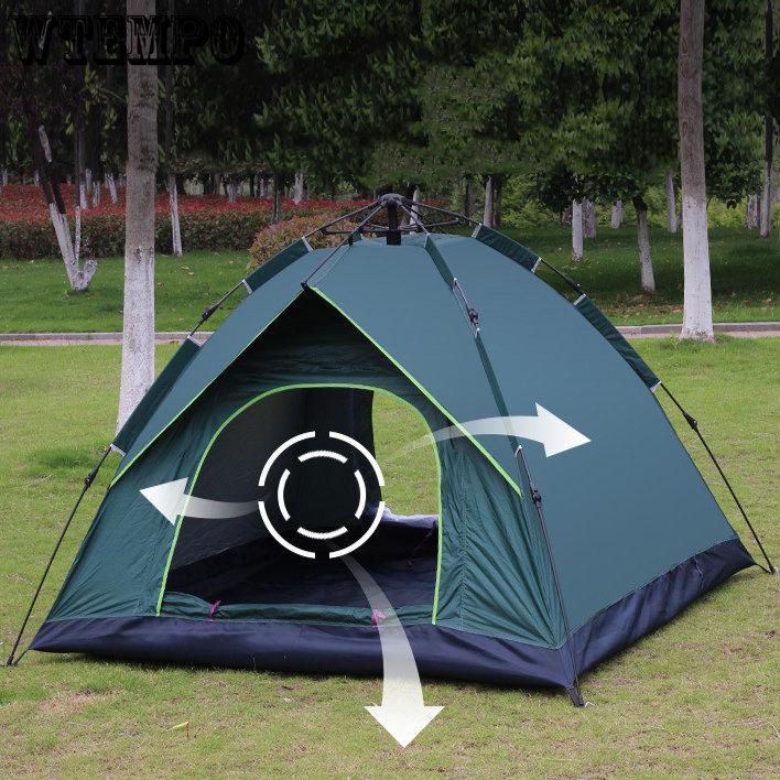 3-4 People Automatic Fast Open Fake Double Tent Camping Sun Protection Tent