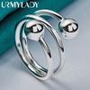 925 Sterling Silver Double Round Head Ring Fashion Charm Jewelry MR003