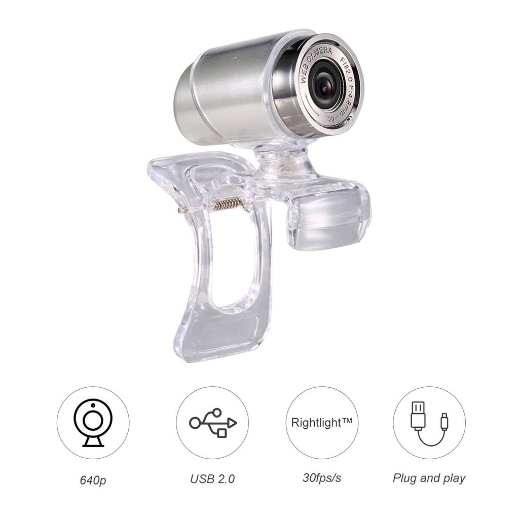 Веб-камера 640P, прямая трансляция веб-камеры, вращающаяся на 360 градусов USB-веб-камера для ПК, ноутбука, веб-камера с зажимом