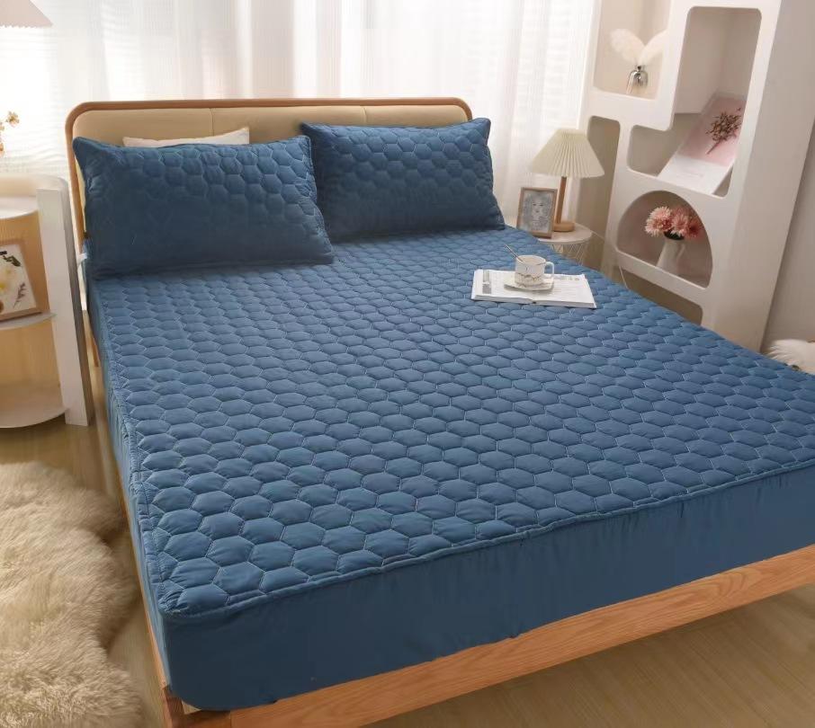 100% хлопчатобумажная ткань, утолщенный стеганый наматрасник, двойной размер, высококачественный защитный чехол для кровати на заказ, не включая наволочку