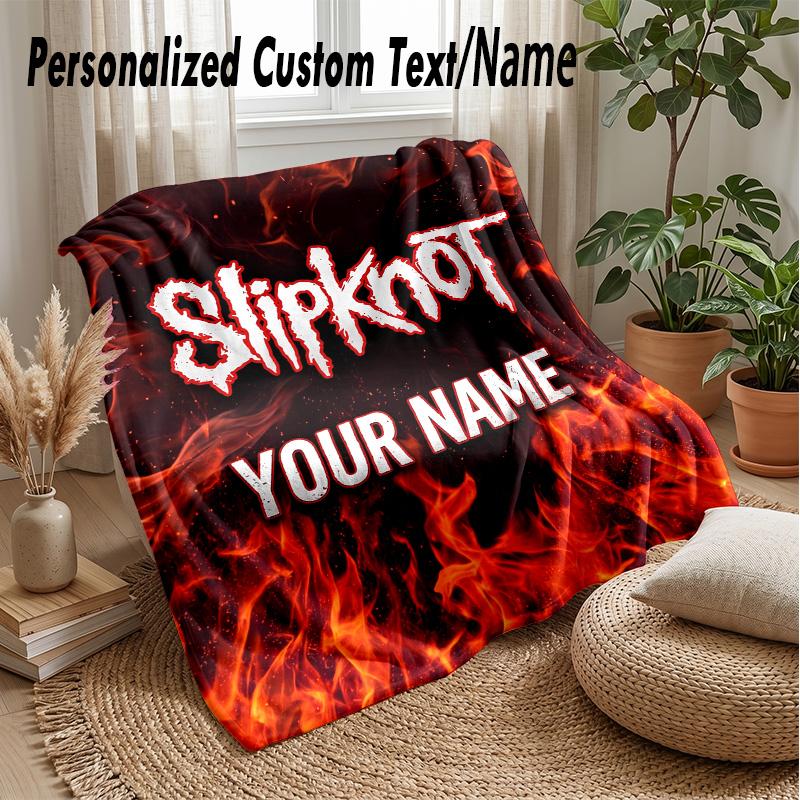 Slipknot Custom Flannel Throw Blanket Print Your Name Text Soft Warm Blanket Holiday Present