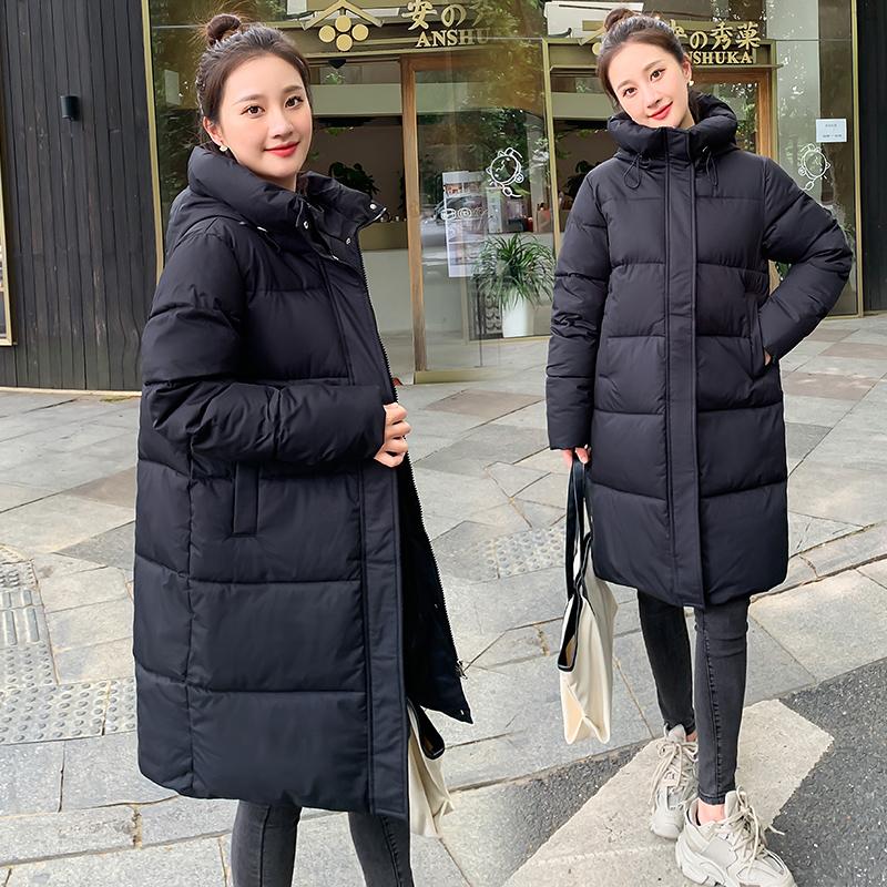 Женская осенне-зимняя куртка с воротником на шнурке и пуговицами, длинная парка на молнии, свободное теплое хлопковое пальто