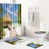 Landscape Shower Curtain Floor Mat Combination Four-Piece Set Bathroom Toilet Carpet Shower Room Mat Foot Mat