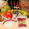 100 Long Red Cocktail Picks, Toothpicks, Sandwiches, Appetizers, And Cooked Skewers Suitable For Birthdays And Weddings