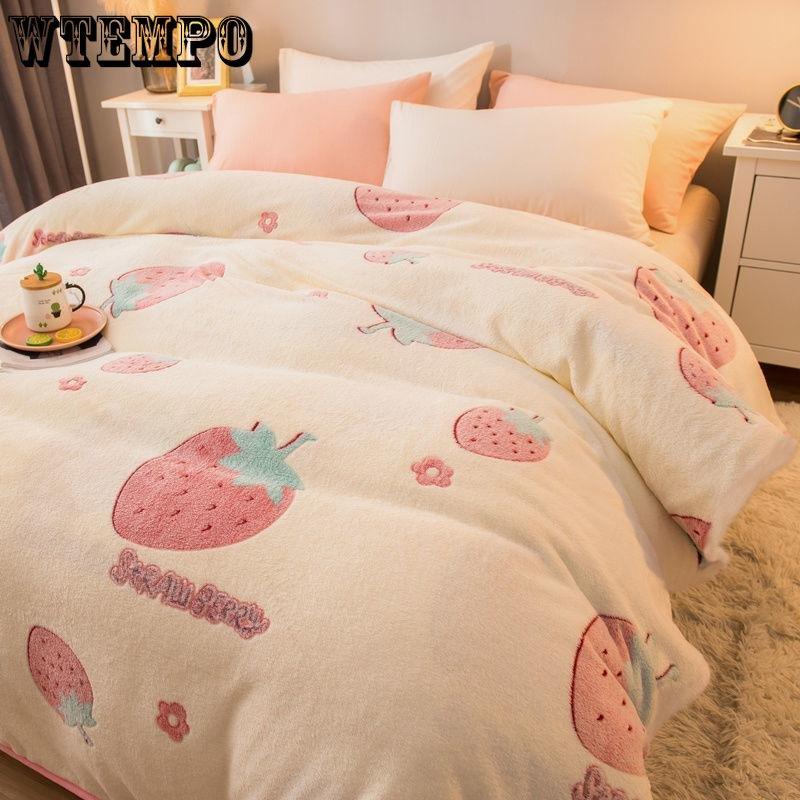 Double-sided Plus Fleece Blanket Sheets To Keep The Bed Warm In Winter Fluffy Coral Fleece Blanket Sofa Blanket Summer Air Conditioning Quilt