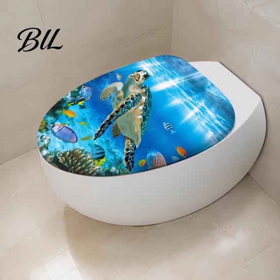 Decorative Stickers for Bathroom Sea World Toilet Lid Stickers, Waterproof Wall Sticker, Easy Long Lasting Peel & Stick Decal Restroom Decor Moisture