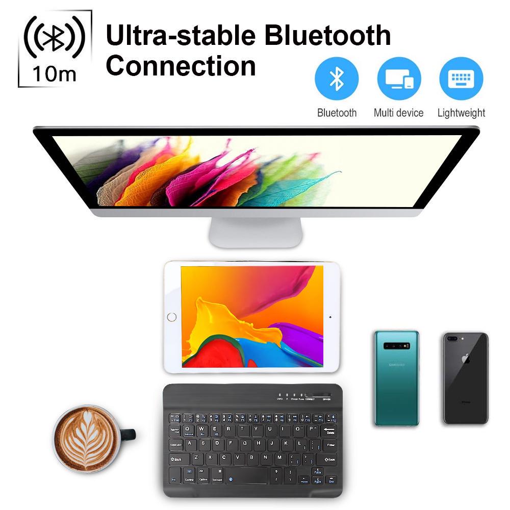 Беспроводная Bluetooth-клавиатура, мини-клавиатура для Ipad, телефона, планшета, резиновые колпачки, перезаряжаемая игровая клавиатура для Android, Ios, Windows