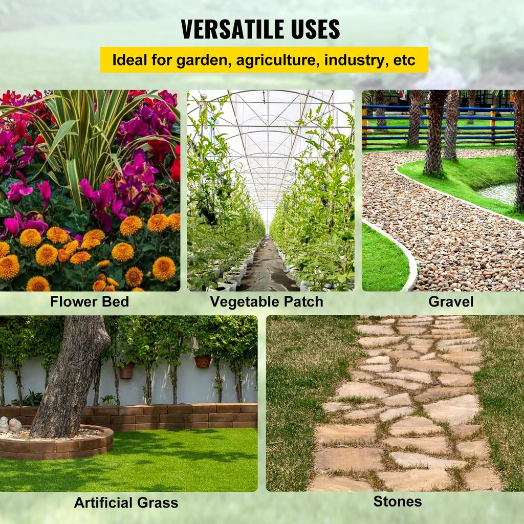 VEVOR Garden Weed Barrier Fabric, 197 g/m² Heavy Duty Landscape Fabric, 120 cm x 3048 cm Weed Block Control for Garden Ground Cover