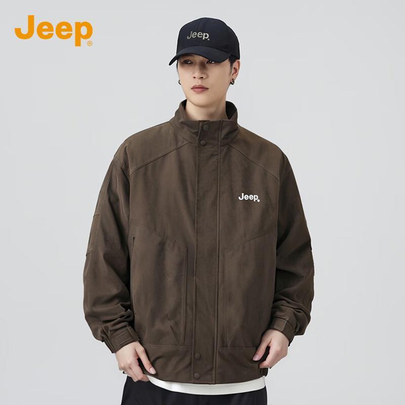 JEEP Men's Fleece-Lined Stand Collar Casual Jacket