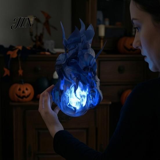 Decorative Fireball for Cosplay Floating Prop, LED Glowing Flame Halloween Handheld Prop Cosplay, Safe Artificial Battery Powered Stage Light