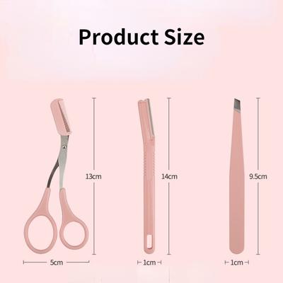 Набор из 3-х предметов: нож для подравнивания бровей, расческа для бровей и ножницы для подравнивания бровей