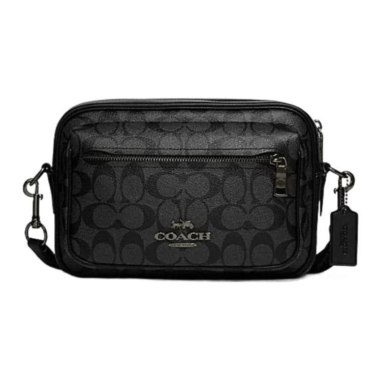 New COACH Elise Cow Leather Patchwork Camera Bags Shoulder Bag Crossbody Bag Men's Black CJ510-QBO4G