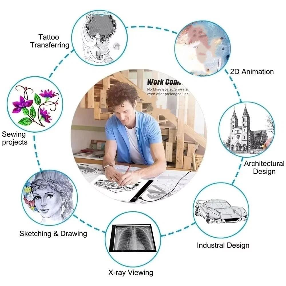 USB Electric Drawing Board 3 Level Tracing Board Practical Drawing Light Pad Anime Copying