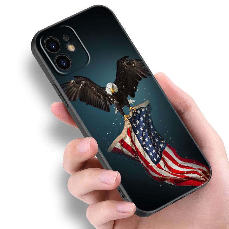 Чехол для телефона с американским флагом США и орлом для Apple iPhone 14 13 12 Mini 11 Pro Max 7 8 XR X XS 7 8 Plus SE 2020 2022, черный чехол