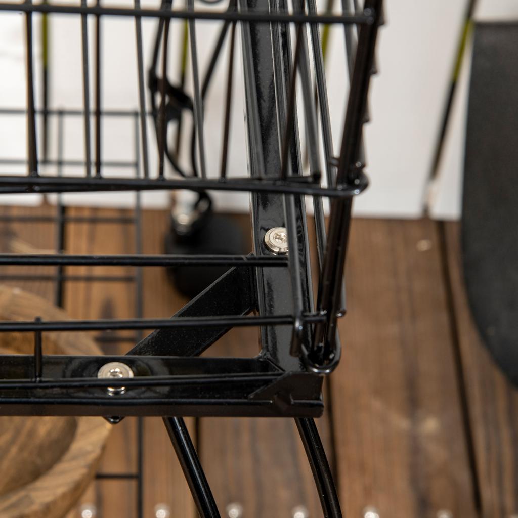 Bird and Canary Cage, Aviary with Wheels in Black Metal 51x51x153 cm