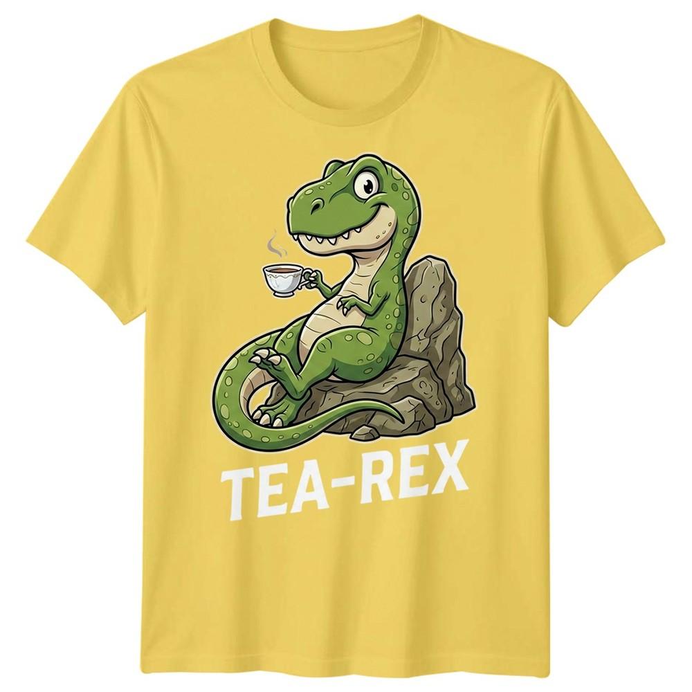 Tea Rex Funny Dinosaur Drinking Tea Unisexs T Shirt Graphic Novelty Tee