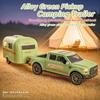 Green Grey Recreational Vehicle Alloy Toy Trailer Classic Pickup Truck Camping Trailer For Kids
