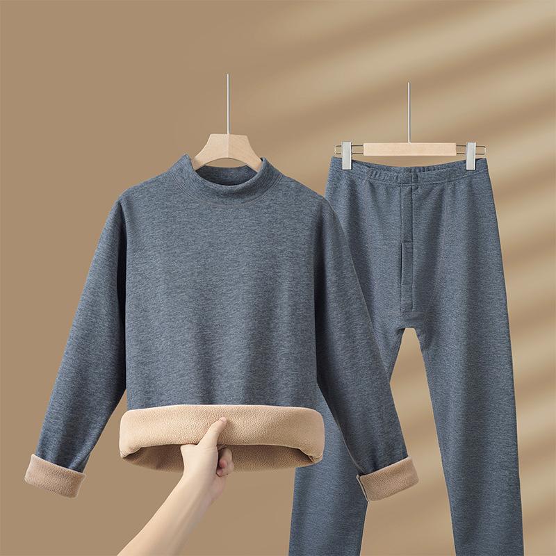 Комплекты зимнего термобелья для мужчин, бархатные топы + длинные брюки, удобные, приятные для кожи, эластичные, утолщенные, теплые, из 2 предметов