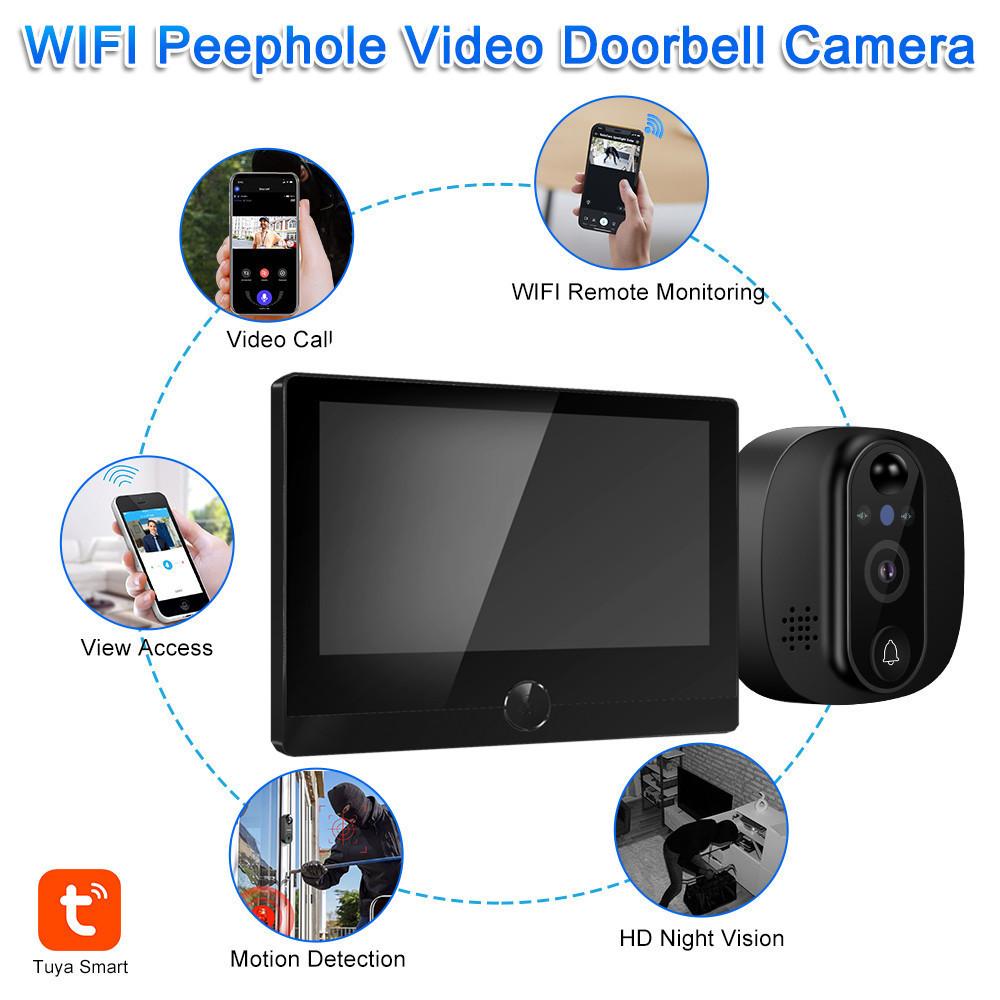 4,3-дюймовый WiFi глазок визуальный домофон дверной звонок 1080P HD WlFl ночной видение дверной звонок умный PIR детектор движения дверные камеры