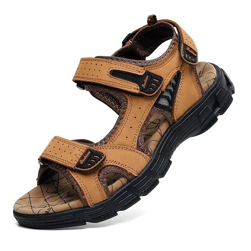 Genuine Leather Men's Sandals Leisure Men Shoes High Quality Soft Casual Sandals for Men Beach Hiking Men's Shoes 2024