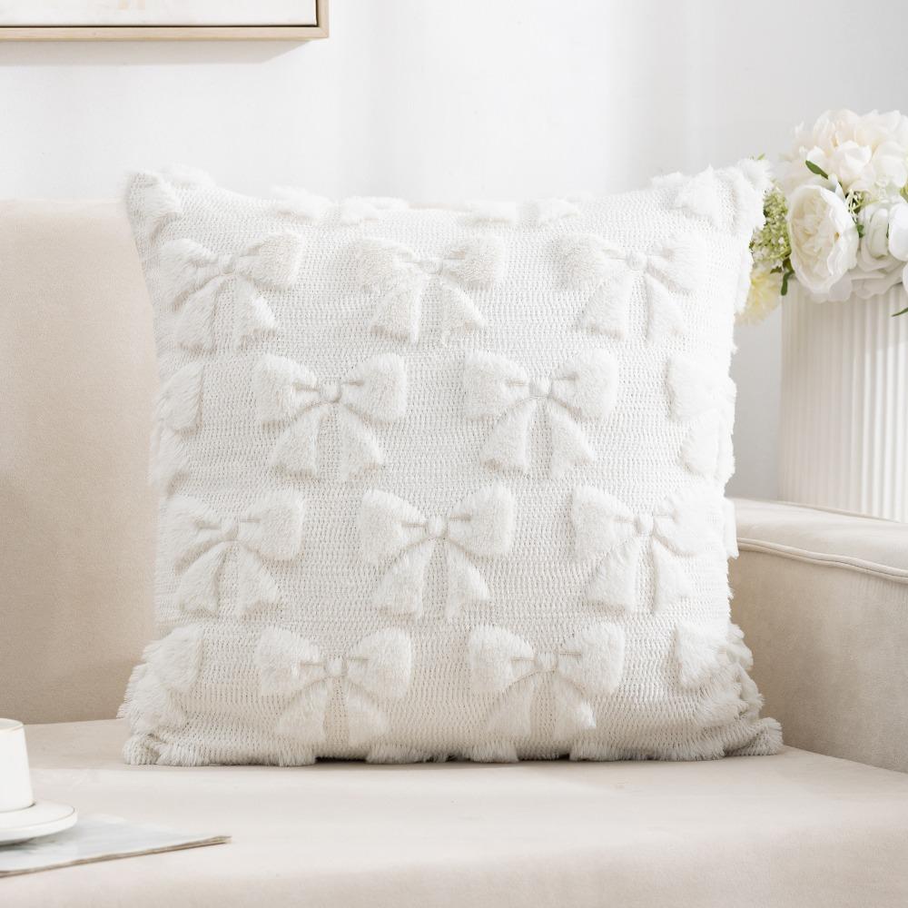 Bunny Bow and Daisy Fluffy Pillow Cover Super Soft Pillow Case Throw Pillowcase  Home Decoration