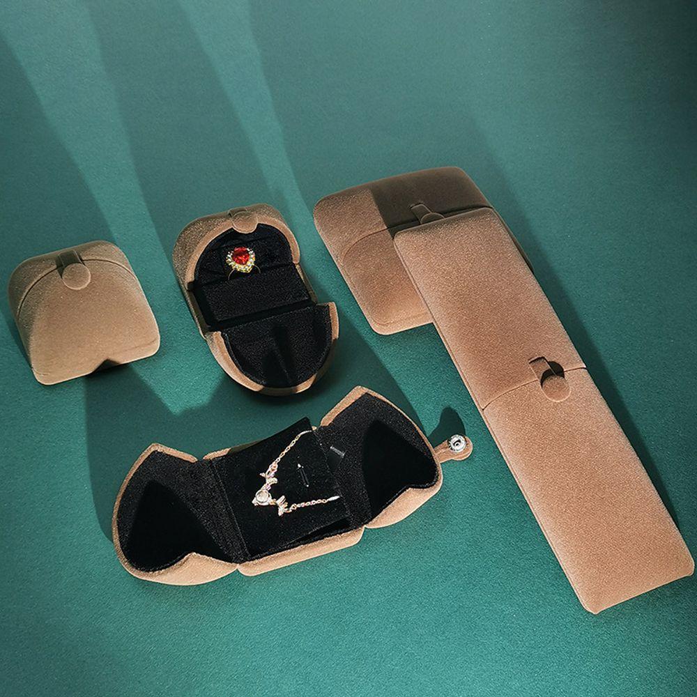 Travel Solid Color Velvet Jewelry Box Double Open Jewelry Box Bracelet Holder Case Gift Box