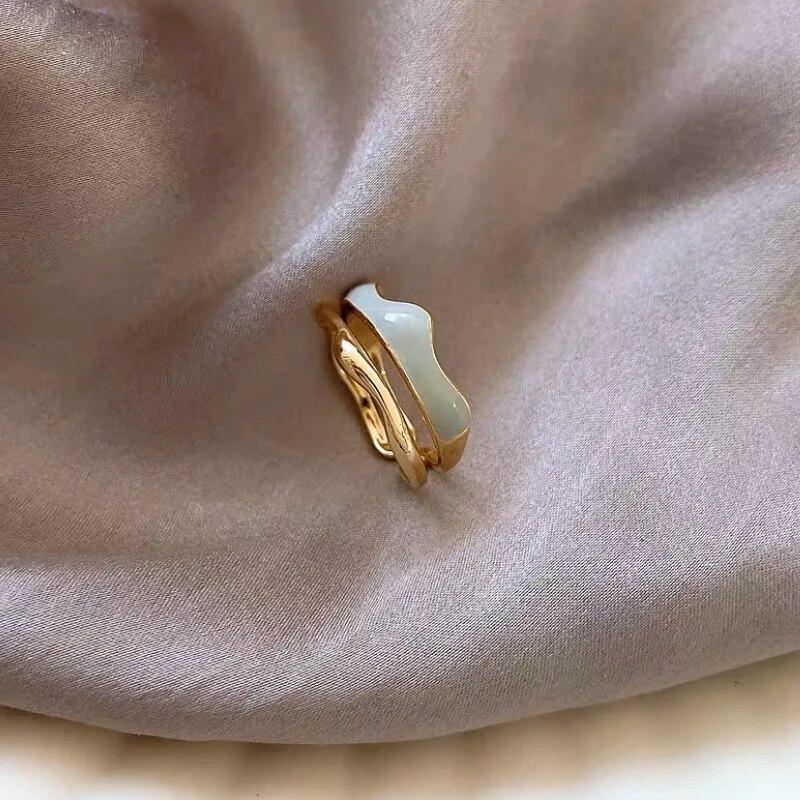 Ретро золотого цвета, двойные открытые кольца с каплей масла, женские роскошные нерегулярные регулируемые кольца на палец, новые модные свадебные украшения, подарок