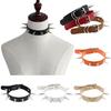 Women Fashion Alloy Rivet Spike Faux Leather Choker Short Necklace Punk Jewelry