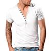 Мужская повседневная футболка-henley приталенного кроя с круглым вырезом и коротким рукавом