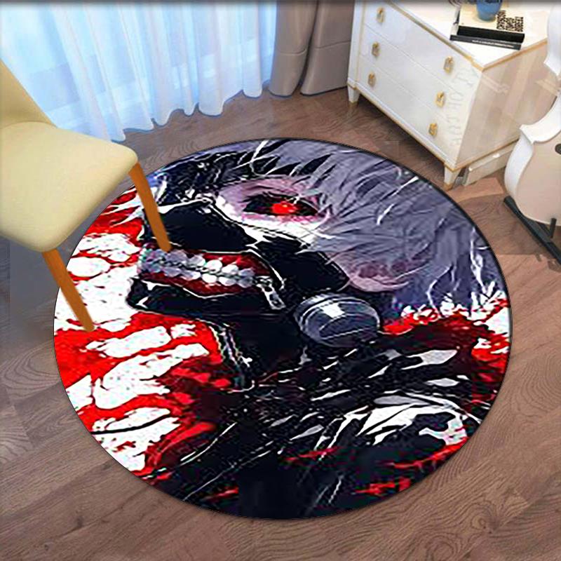 Tokyo Ghoul Printed Round Rug Carpet Chair Rug Area Rug Entryway Doormats,for Office Chair Living Room Bedroom Kitchen Room.