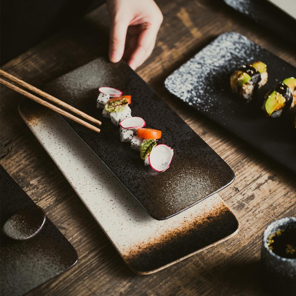 Керамическая тарелка для суши в японском стиле, изысканная десертная тарелка, плоские тарелки, ресторан