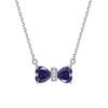 S925 Sterling Silver Necklace Cross-border Fashion Bow Pendant Female Heart-shaped Colored Treasure Necklace Simple Twelfth Birthday Stone