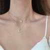 New Sparkling Double Layer Butterfly Pendant Necklace Exquisite Collar Chain Jewelry for Women Banquet Party Holiday Jewelry