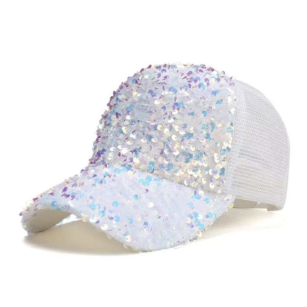 Breathable Women Sun Hat Casual Duck Tongue Caps Fashion Shiny Sequin Baseball Cap Summer