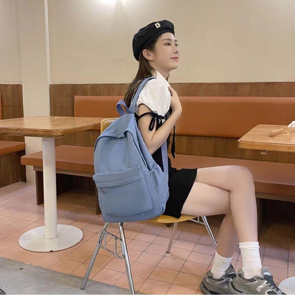 Рюкзак в стиле преппи, однотонный, нейлоновый, для подростков, сумка через плечо, для школьников, для студентов/девочек