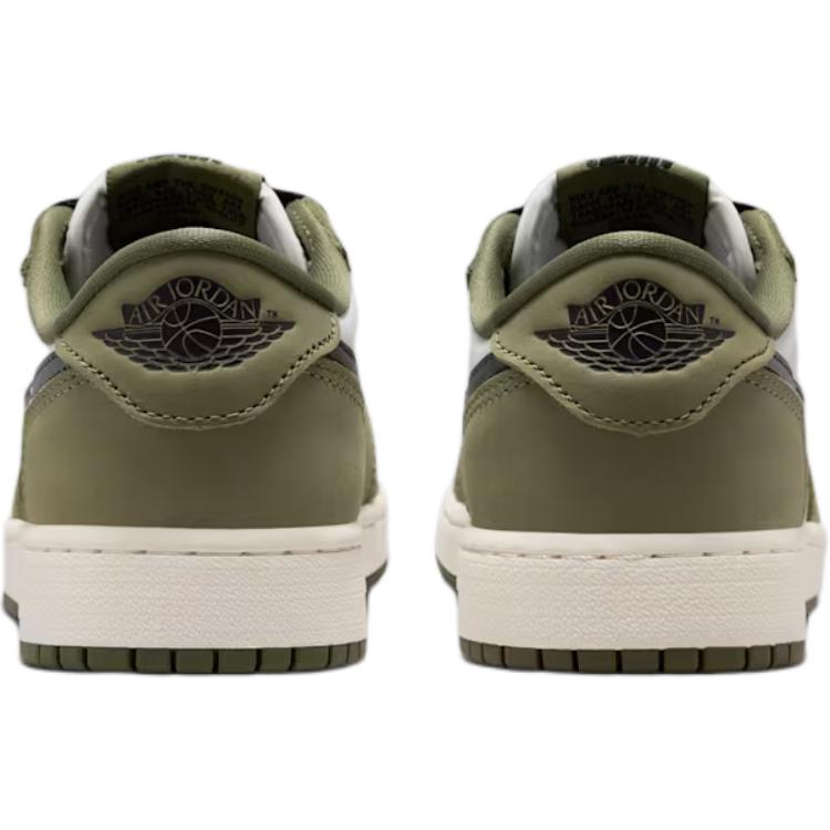 Jordan Детские баскетбольные кроссовки Air Jordan 1, нескользящие, износостойкие, низкие, оливково-зеленый/черный/белый HQ6999-200