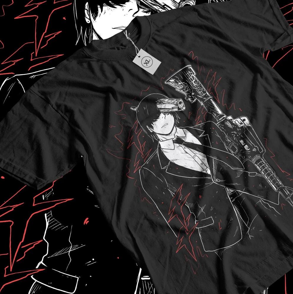 Anime Chainsaw Unisex Darkness Devil Aki Hayakawa Graphic Black TShirt All Size