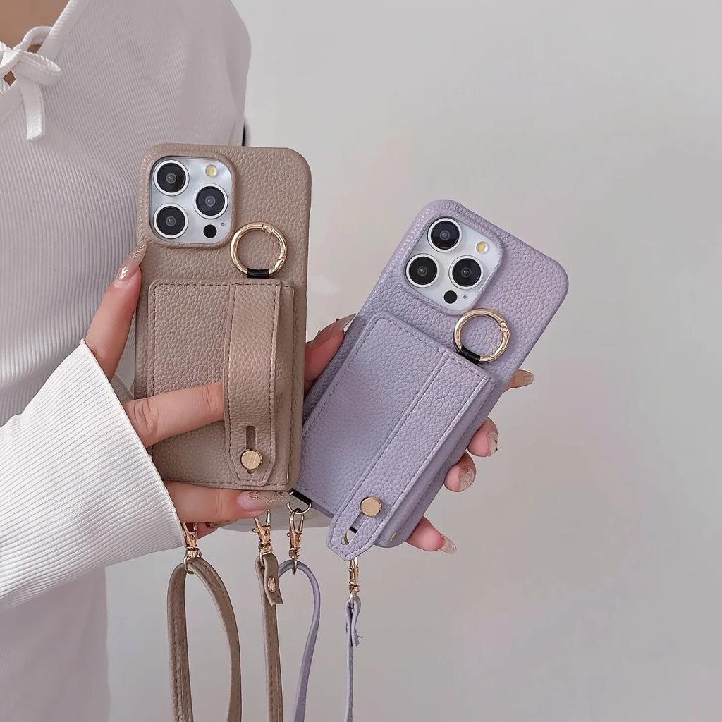 Ремешок на запястье Кроссбоди Чехол для телефона для IPhone 15 14 12 11 Pro Max 13 Mini 15 14 Plus Кошелек с держателем для карт Кольцо Кожаный чехол