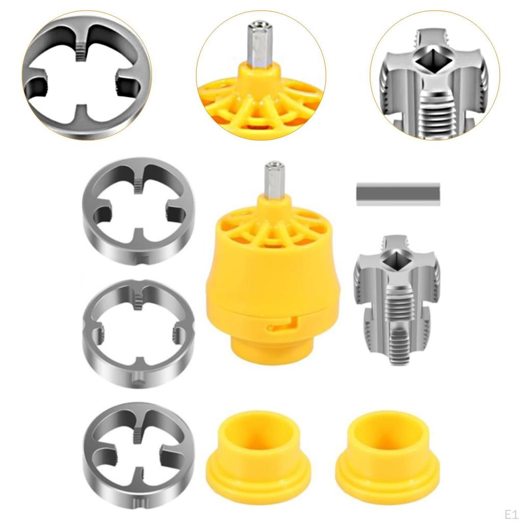 PVC Pipe Threader Kit Thread Maker Tool for Electric Drill, Cutting and Threading, with 3 Dies