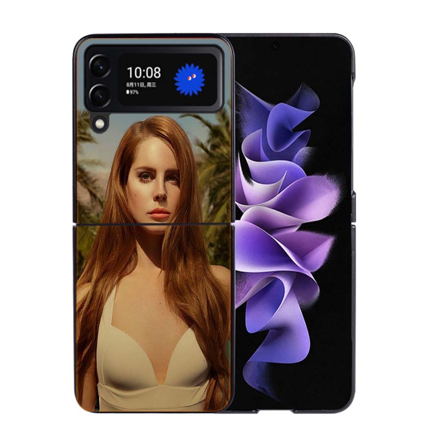 Singer Lana D-Del Rey Phone Case For Samsung Z Flip 7 6 5G Galaxy Z Flip4 Z Flip5 Z Flip3 Coque Black Hard PC Shell Protective C