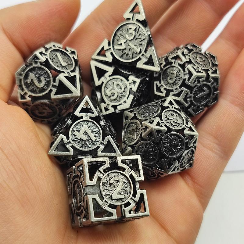 Hot Cross-Border Sale New D20 TRPG Copper Stone Dice Hollow Square Shape Eco-friendly Light Luxury Cthulhu Run Dungeons Dragons