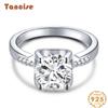 Tancise Women Classic 925 Sterling Silver  Zircon Ring Ladies Jewelry Wedding Promise Party Gift