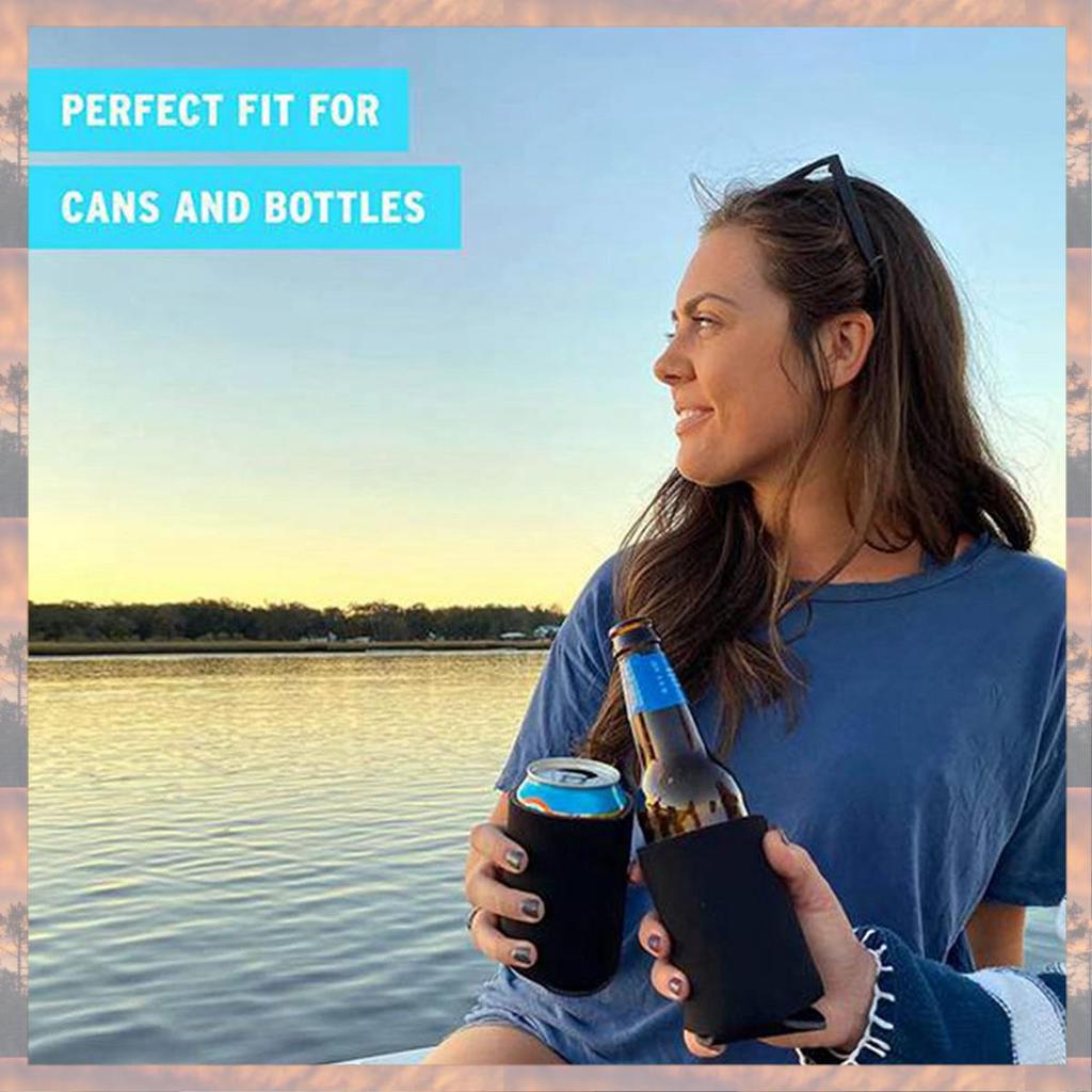 Тренд 2025 года Оптовые охладители для банок (Упаковка 100 шт.) Пустые пенные рукава Однотонные Мягкие Изолированные Заготовки Для Бутылок Соды, Пива, Воды (черный)