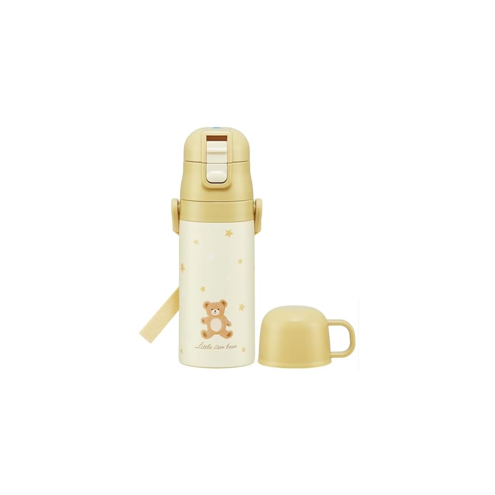 Skater Kids' Water Bottle, 2-Way Design, Direct Drink (420ml) / Cup Drink (350ml), Little Bear